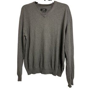 Bugatti M Lightweight Cotton Cashmere Minimalist Casual Sweater Gray Pullover